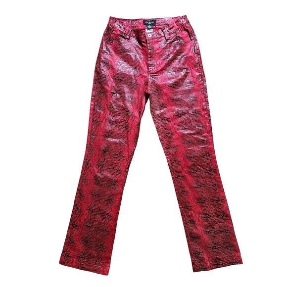 Vtg Guess Jeans Red Faux Snake Skin Pattern Pants Sz 29 - Picture 1 of 9